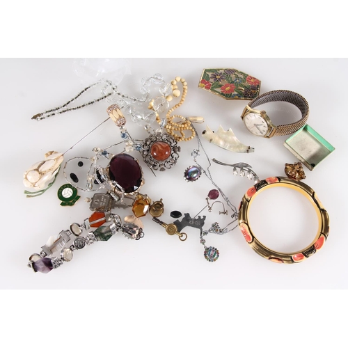 457 - Costume jewellery incl hat pins, bangles, brooches, dress watch (qty).