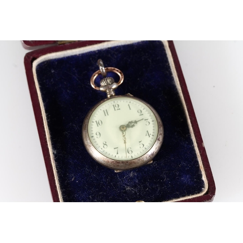 474 - Swiss .800 silver fob watch in original jewellers retail case