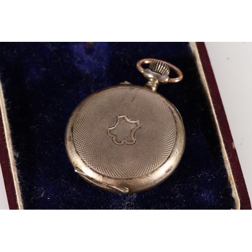 474 - Swiss .800 silver fob watch in original jewellers retail case