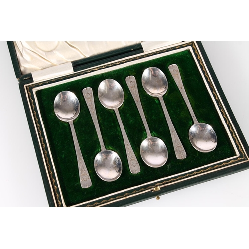 486 - Set of six Geo. V silver coffee spoons, Edward and Sons Glasgow 1928, in original retailers box, sil... 