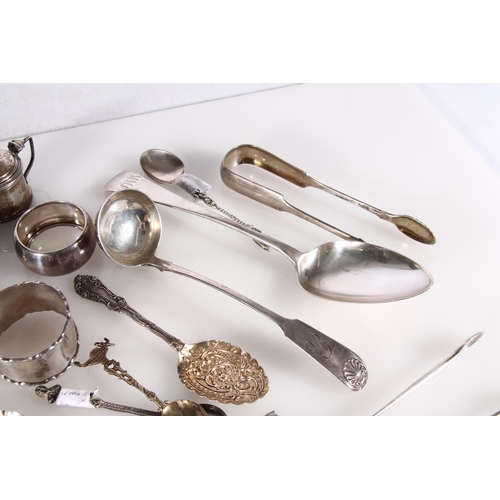 489A - Selection of hallmarked silver incl. spoons, napkin rings, salt pots etc. gross 576g.