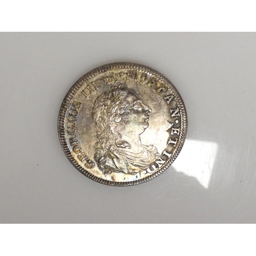 250 - United Kingdom. George III, (1760-1820) 1804 Bank of England error silver five shilling / dollar, ov... 