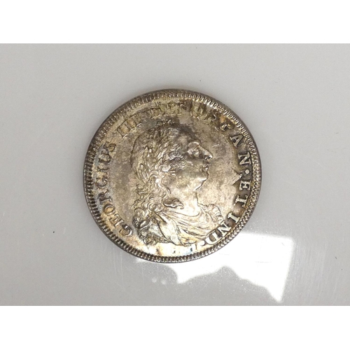 250 - United Kingdom. George III, (1760-1820) 1804 Bank of England error silver five shilling / dollar, ov... 