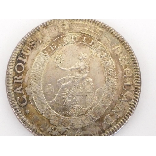 250 - United Kingdom. George III, (1760-1820) 1804 Bank of England error silver five shilling / dollar, ov... 