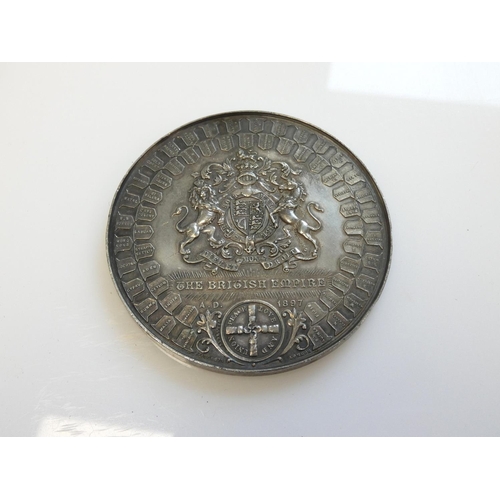 334 - Victoria Diamond Jubilee 1897. A silver plated medal by F. Bowcher and issued by Spink &am... 