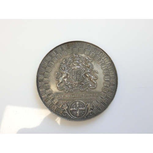 334 - Victoria Diamond Jubilee 1897. A silver plated medal by F. Bowcher and issued by Spink &am... 