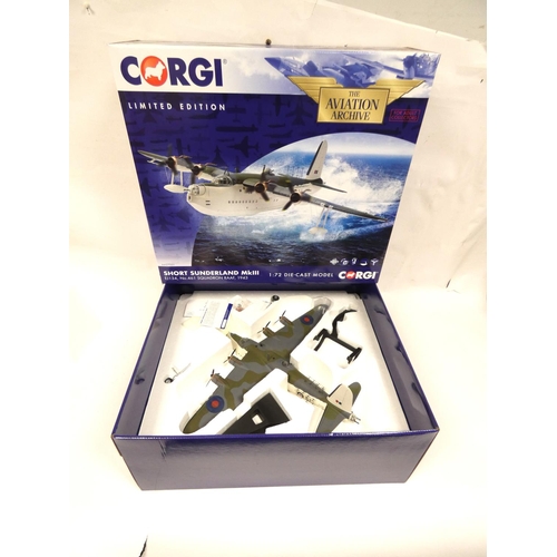 91 - Corgi Aviation Archive. Limited edition1:72 scale Short Sunderland MKIII diecast model aircraft, EJ1... 