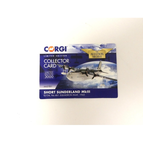 91 - Corgi Aviation Archive. Limited edition1:72 scale Short Sunderland MKIII diecast model aircraft, EJ1... 