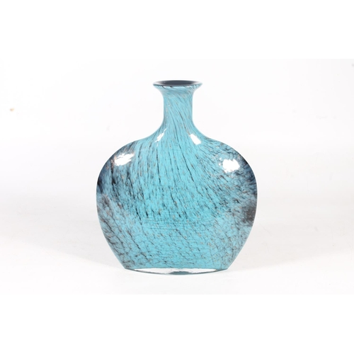 10 - Studio Art Glass vase decorated and striated blue and gilt, 35cm high.