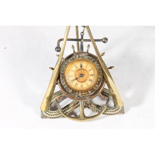 183 - Nautical themed clock on oar frame, 32cm high.