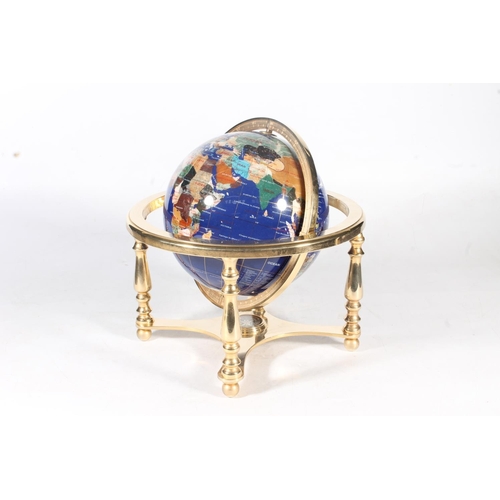 21 - Hardstone and gem set globe, 32cm high.