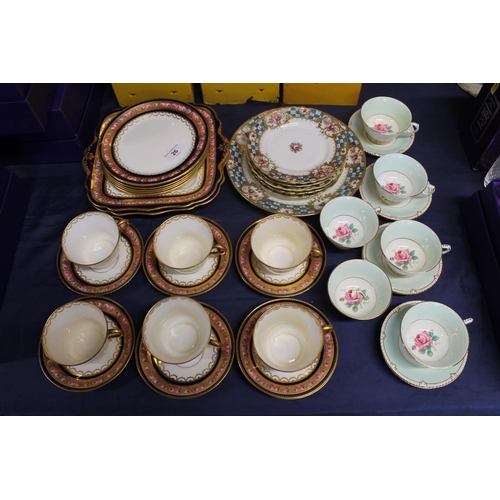 26 - Paragon China rose and gilt decorated teaset, another Paragon China part teaset and Noritake jewelle... 