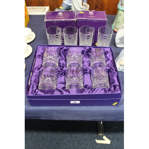 28 - Box containing Edinburgh Crystal whisky tumblers and other Edinburgh Crystal glassware.