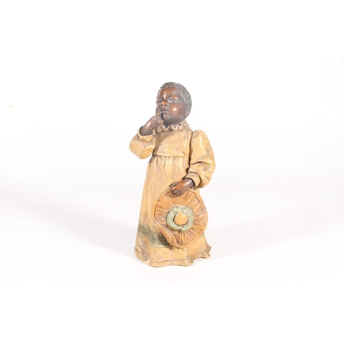 3 - Austrian Goldscheider terracotta figurine of a young African girl.