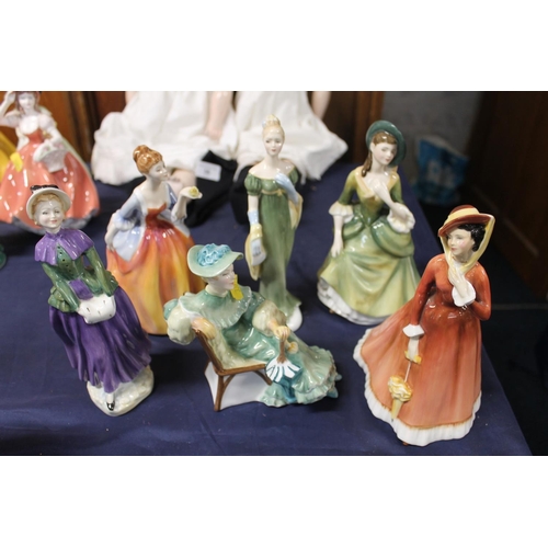 37 - Six Royal Doulton porcelain lady figurines to include Julia, Florence, etc.