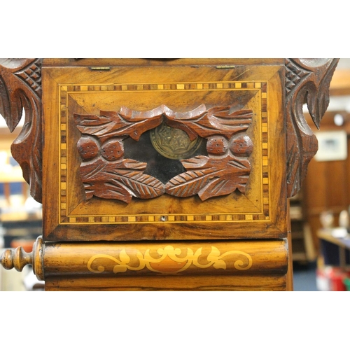 47 - Early 20th century inlaid drop dial wall clock.