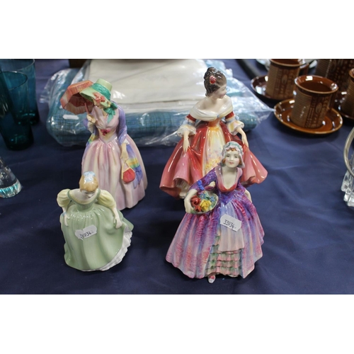 55 - Four Royal Doulton figurines to include Janet, Miss Demure, Southern Belle and Fair Maiden.