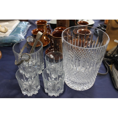 59 - Cut-glass ice bucket, and other glassware.