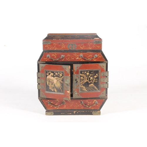 6 - Japanese lacquer and gilt jewellery casket, 28cm high.