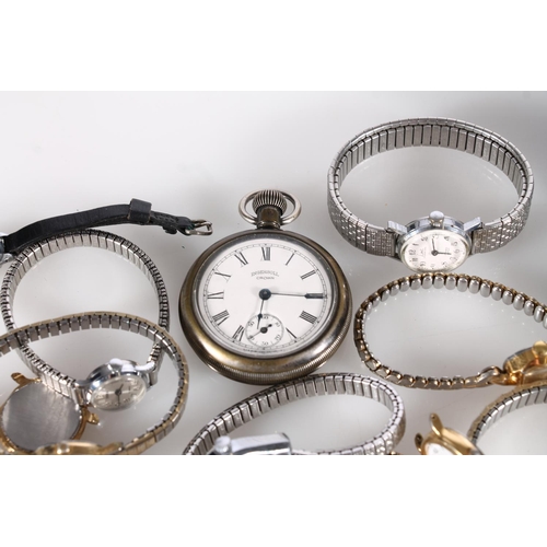 517 - Group of watches to include an Ingersoll Crown pocket watch, a Smiths Empire pocket watch, Ladies wr... 