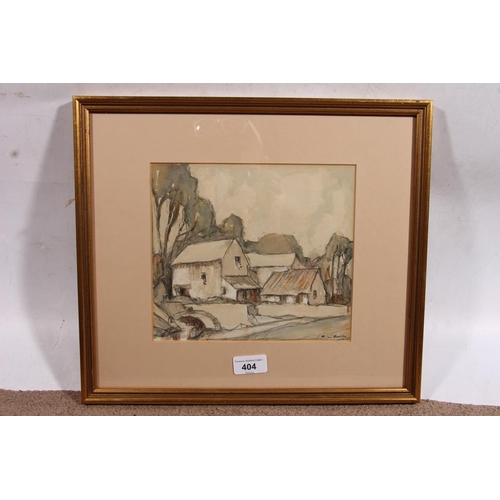 534 - R L SMITH, Dales Farmhouse, watercolour and charcoal, signed lower right, 20cm x 22cm, frame 34cm x ... 