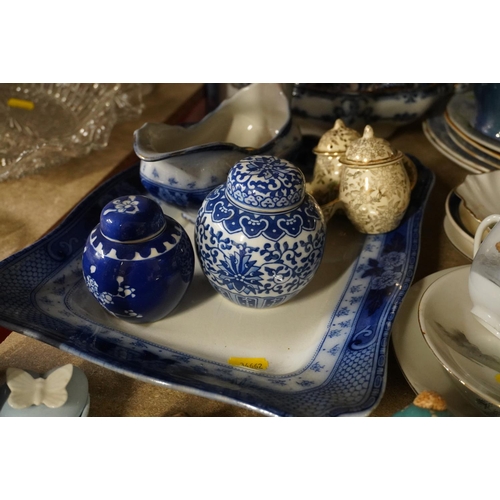 339 - Decorative ceramics to include Wade Whimsies, blue and white, vases, piggy bank, etc.