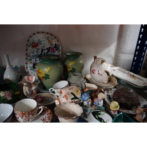 339 - Decorative ceramics to include Wade Whimsies, blue and white, vases, piggy bank, etc.