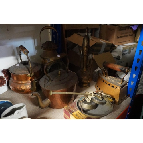 367 - Copper teapots, lanterns, etc.