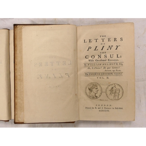 100 - MELMOTH WILLIAM (Ed).  The Letters of Pliny. 2 vols. Half titles. Title vignettes. Calf, f... 