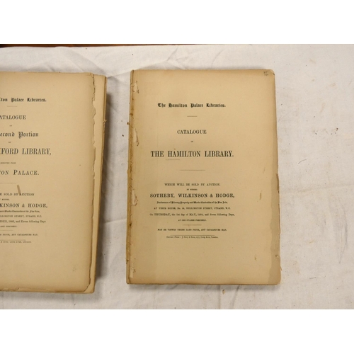 102 - SOTHEBY, WILKINSON & HODGE.  The Hamilton Palace Libraries.  Catalogues of the First, Second &am... 