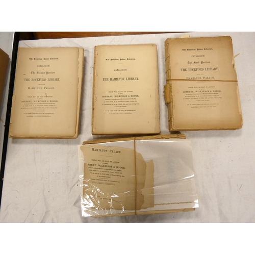 102 - SOTHEBY, WILKINSON & HODGE.  The Hamilton Palace Libraries.  Catalogues of the First, Second &am... 