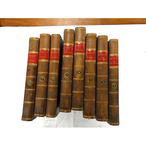 103 - EDMUND BURKE.  The Works. 8 vols. Plain full calf, morocco spine labels, a nice set. Bookplate of Bo... 