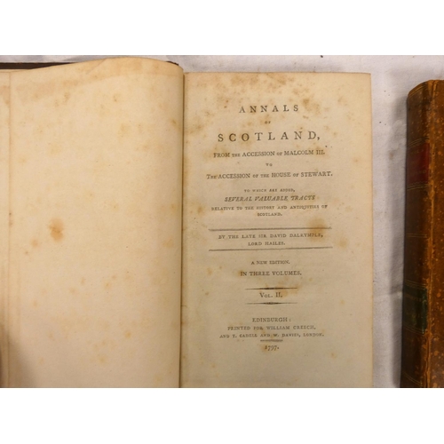 104 - DALRYMPLE SIR DAVID, of Hailes.  Annals of Scotland. 3 vols. Eng. port. frontis. Mottled f... 