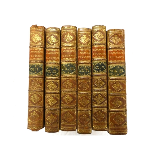 105 - LANGHORNE JOHN & WILLIAM. (Eds).  Plutarch's Lives. 6 vols. Half titles. Eng. frontis ... 