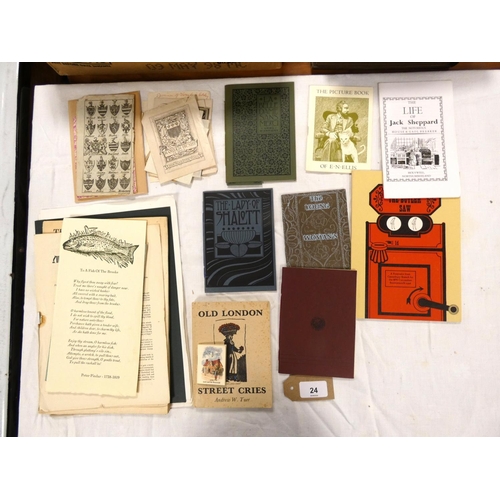 24 - Ephemera.  A bundle of various items, pamphlets, offprints, a few bookplates, & other ... 