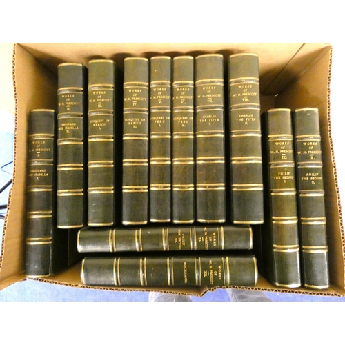 4 - PRESCOTT W. H.  The Complete Works, ed. by J. F. Kirk. The set of 12 vols. Nice half green morocco b... 