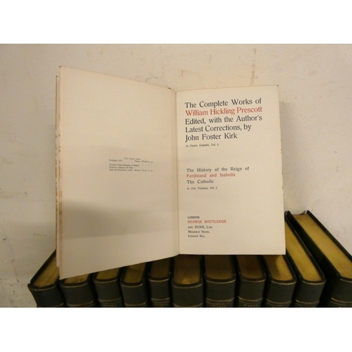 4 - PRESCOTT W. H.  The Complete Works, ed. by J. F. Kirk. The set of 12 vols. Nice half green morocco b... 