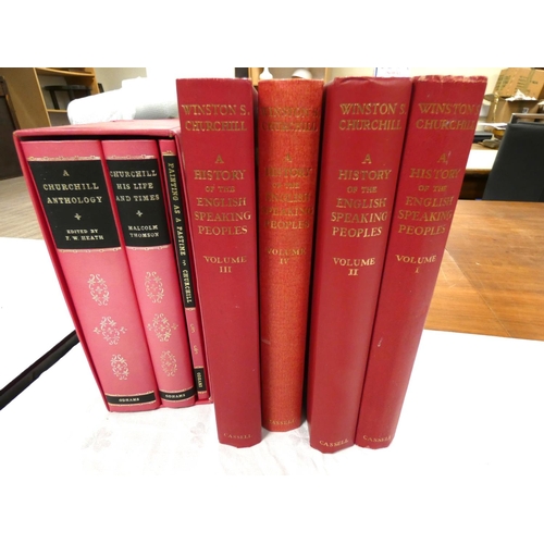 43 - CHURCHILL W. S.  History of the English Speaking Peoples. 4 vols.; also 3 others in a slip... 