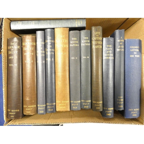 46 - NAVY RECORDS SOCIETY.  12 various vols. in orig. cloth. 1890's-1960's.