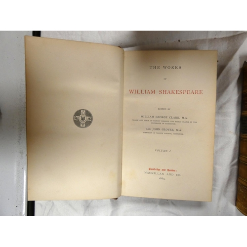 60 - SHAKESPEARE WILLAM.  The Works, ed. by Clark & Glover. 9 vols. Large 8vo. Rubbed calf,... 