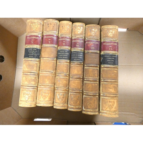 60 - SHAKESPEARE WILLAM.  The Works, ed. by Clark & Glover. 9 vols. Large 8vo. Rubbed calf,... 