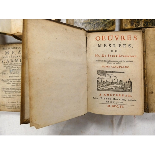 65 - DE SAINT-EVREMONT MR.  Oeuvres Meslées. 6 vols. in three. Rubricated titles. Small ... 