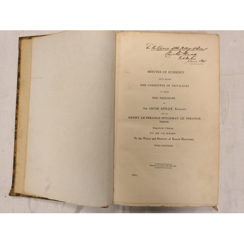 81 - Hastings Peerage Case.  Minutes of Evidence Given Before the Committee of Privileges. Foli... 