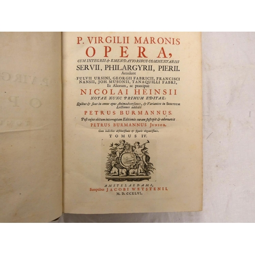 92 - VIRGIL.  Opera, Cum Integris & Emendatioribus Commentariis. 4 vols. Half titles. Eng. ... 