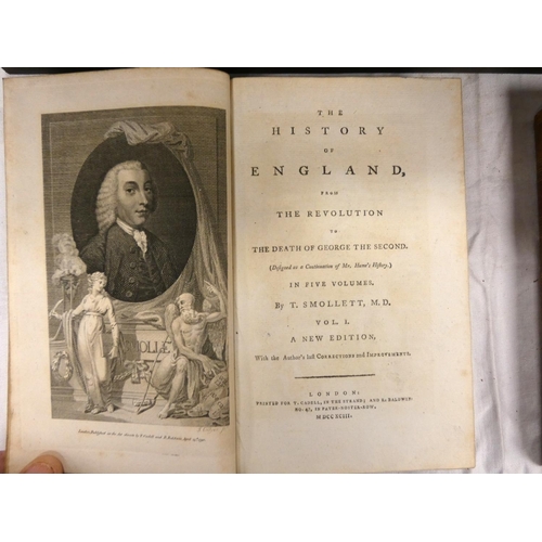 97 - SMOLLETT & HUME.  The History of England. 13 vols. Eng. port. frontis. Tree calf, gilt backs wit... 