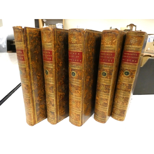 97 - SMOLLETT & HUME.  The History of England. 13 vols. Eng. port. frontis. Tree calf, gilt backs wit... 