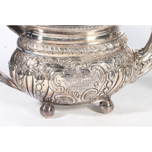 224 - Four piece silver-plated teaset.