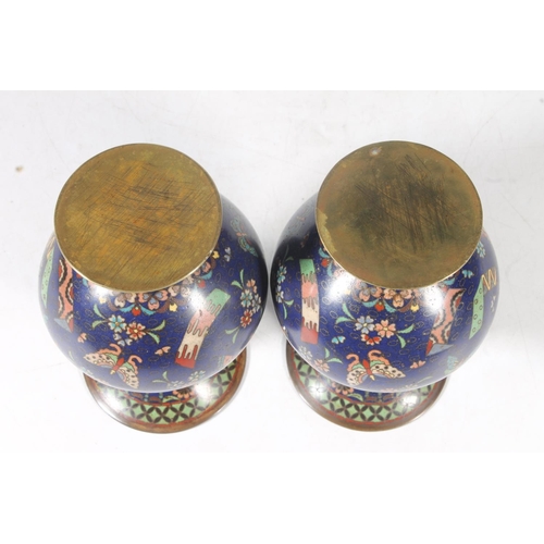 225 - Pair of Chinese cloisonné vases, 15cm high.