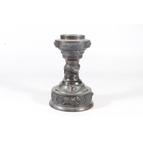 226 - Japanese Meiji period bronze lamp base, 24cm high.