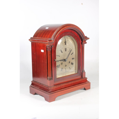 230 - Gustav Becker arch top mantel clock, with chime and silent dial.